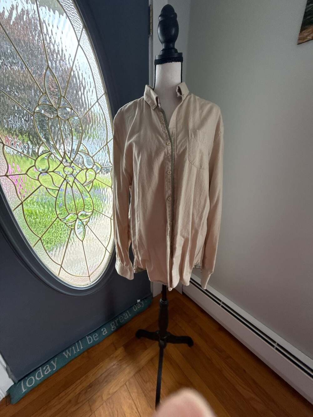 Colours & Sons Button Down Shirt Men's Size Large Beige Long Sleeve